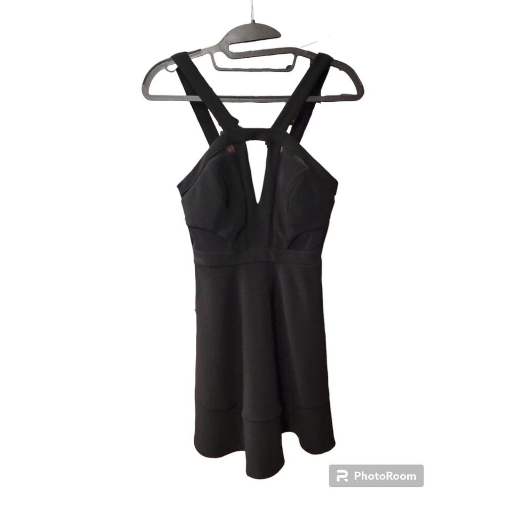 Emerald Sundae Juniors' Bodycon Dress Black Mesh-Inset Small